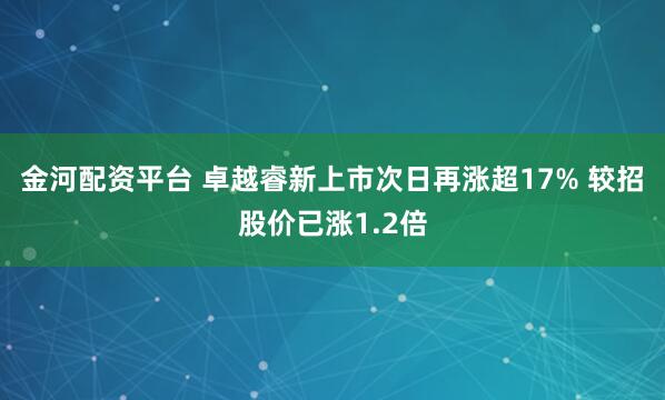 金河配资平台 卓越睿新上市次日再涨超17% 较招股价已涨1.2倍